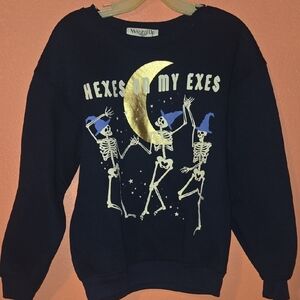 Wound Up Navy Blue Skeleton Crew Neck Sweater